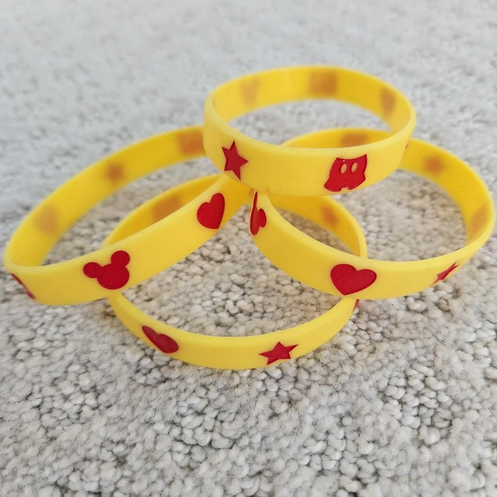Disney Mickey Mouse Yellow Silicone Wristband bracelets Set of 4